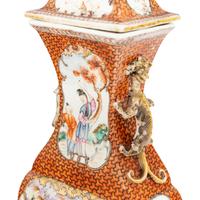 A Pair of Chinese Export Famille Rose Porcelain Covered Vases