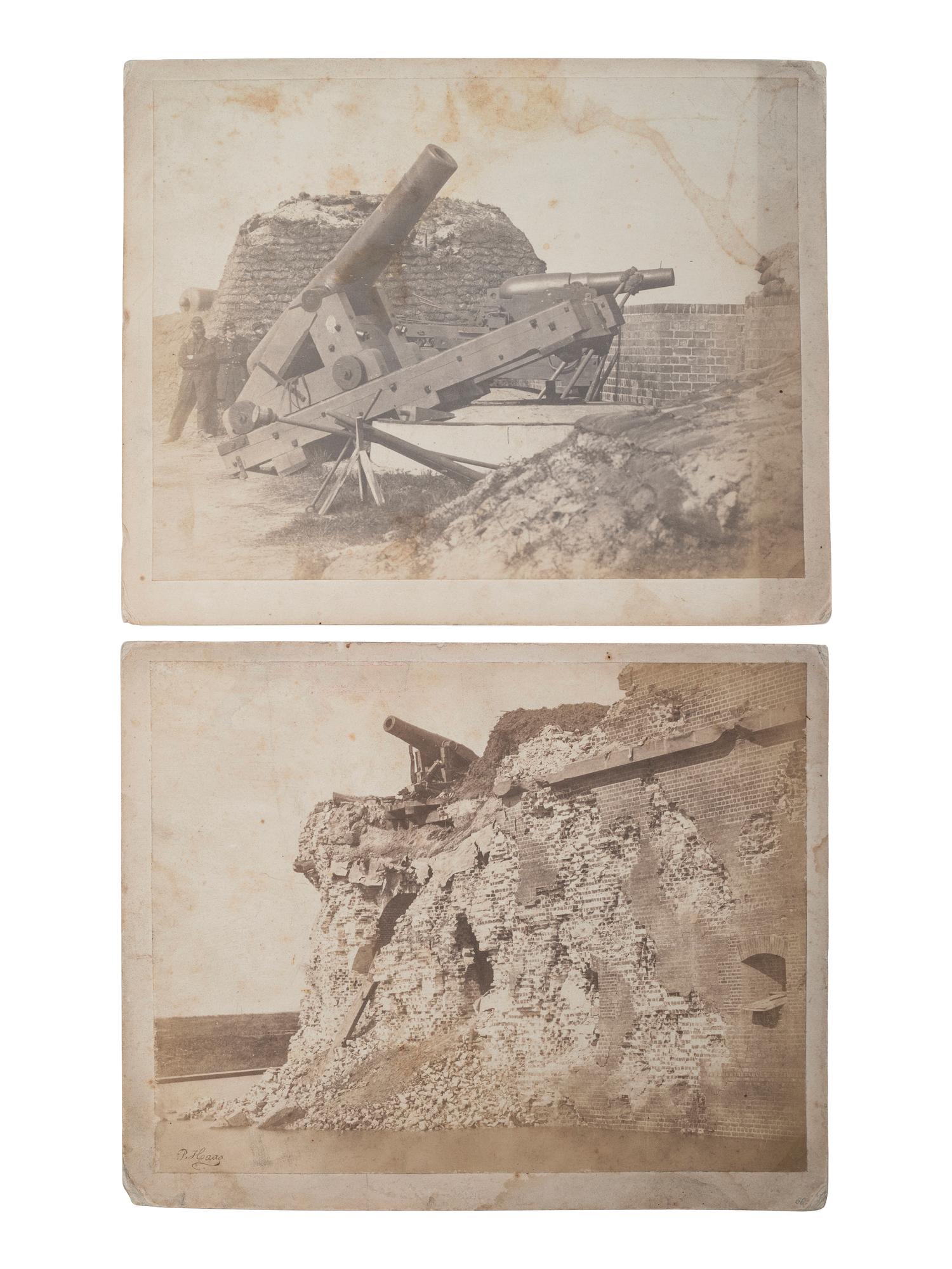 [CIVIL WAR]. HAAS, Philip, Lt., photographer. A group of 7 photographs of Fort Pulaski after the bombardment, inscribed and signed by Major General David Hunter.