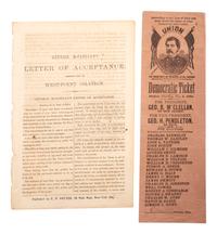 [McCLELLAN, George B. (1826-1885)]. A group of covers, pamphlets, a ballot, and broadsheet related to General McClellan's 1864 presidential campaign.