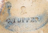 Three Chauncey Tupper Cobalt Decorated Stoneware Jugs