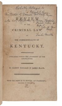 [KENTUCKY--JURISPRUDENCE]. A group of 4 works, comprising: