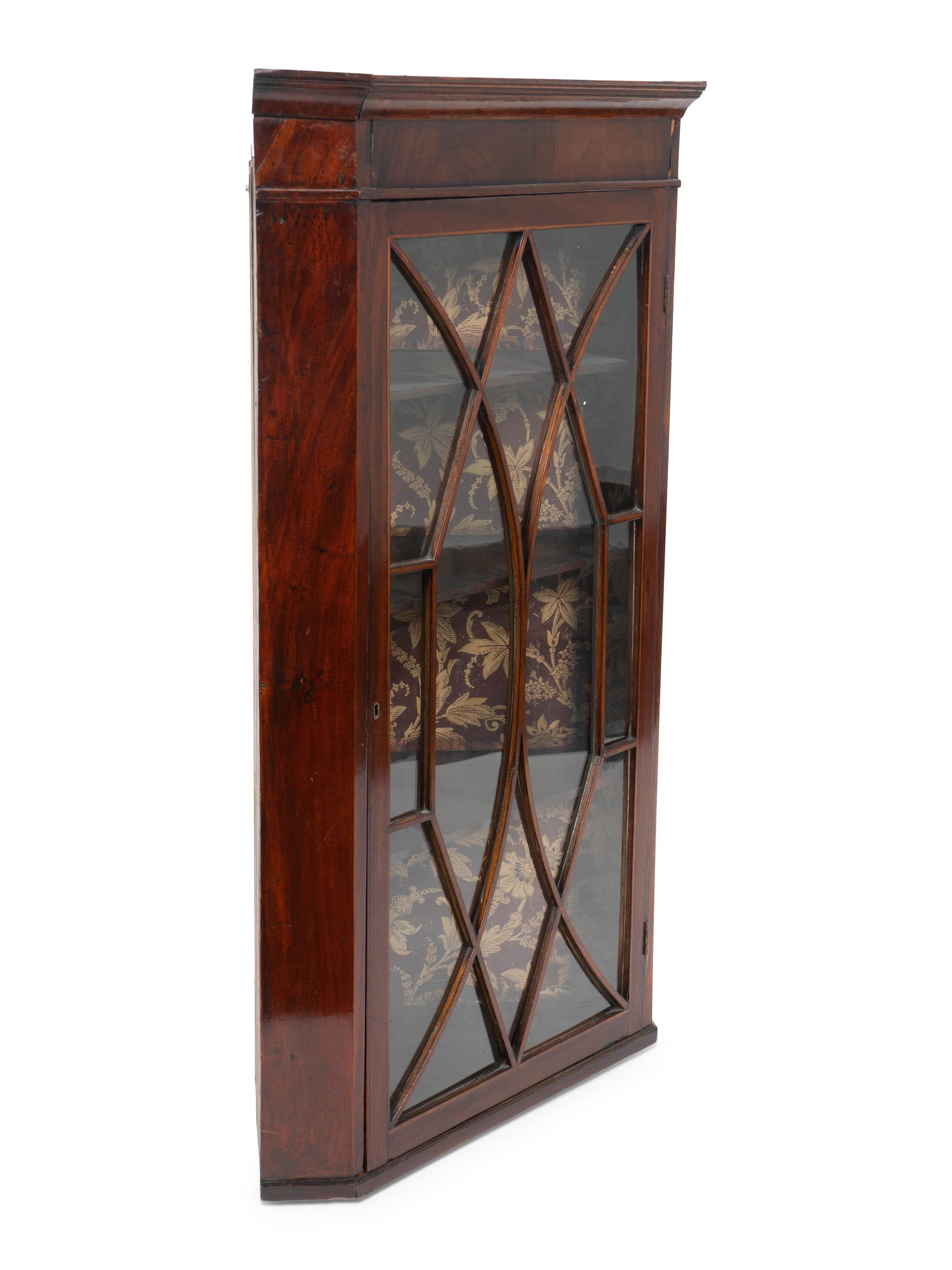 An George III Mahogany Hanging Corner Cabinet — 19TH CENTURY