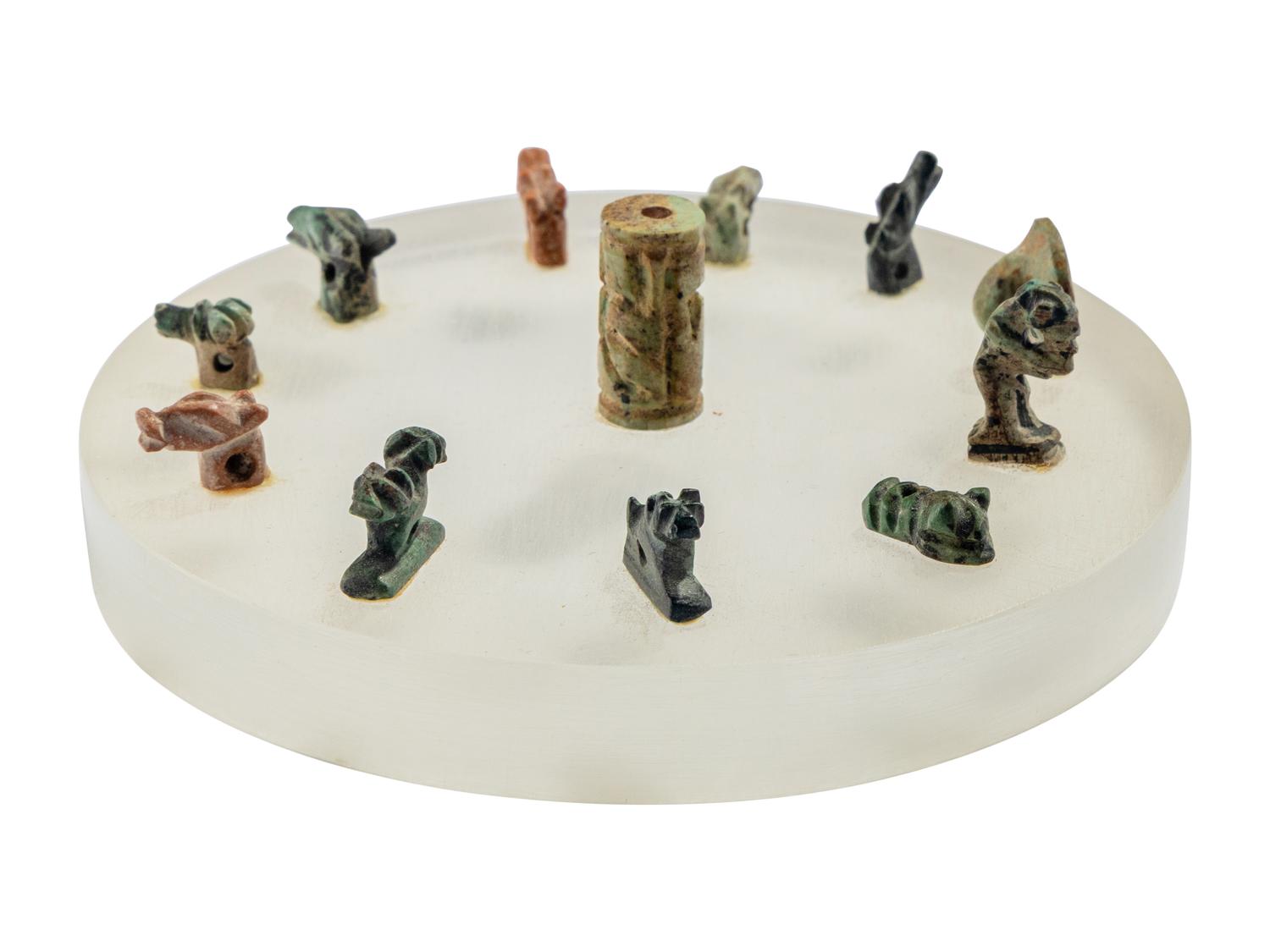 12 Egyptian Faience and Stone Amulets