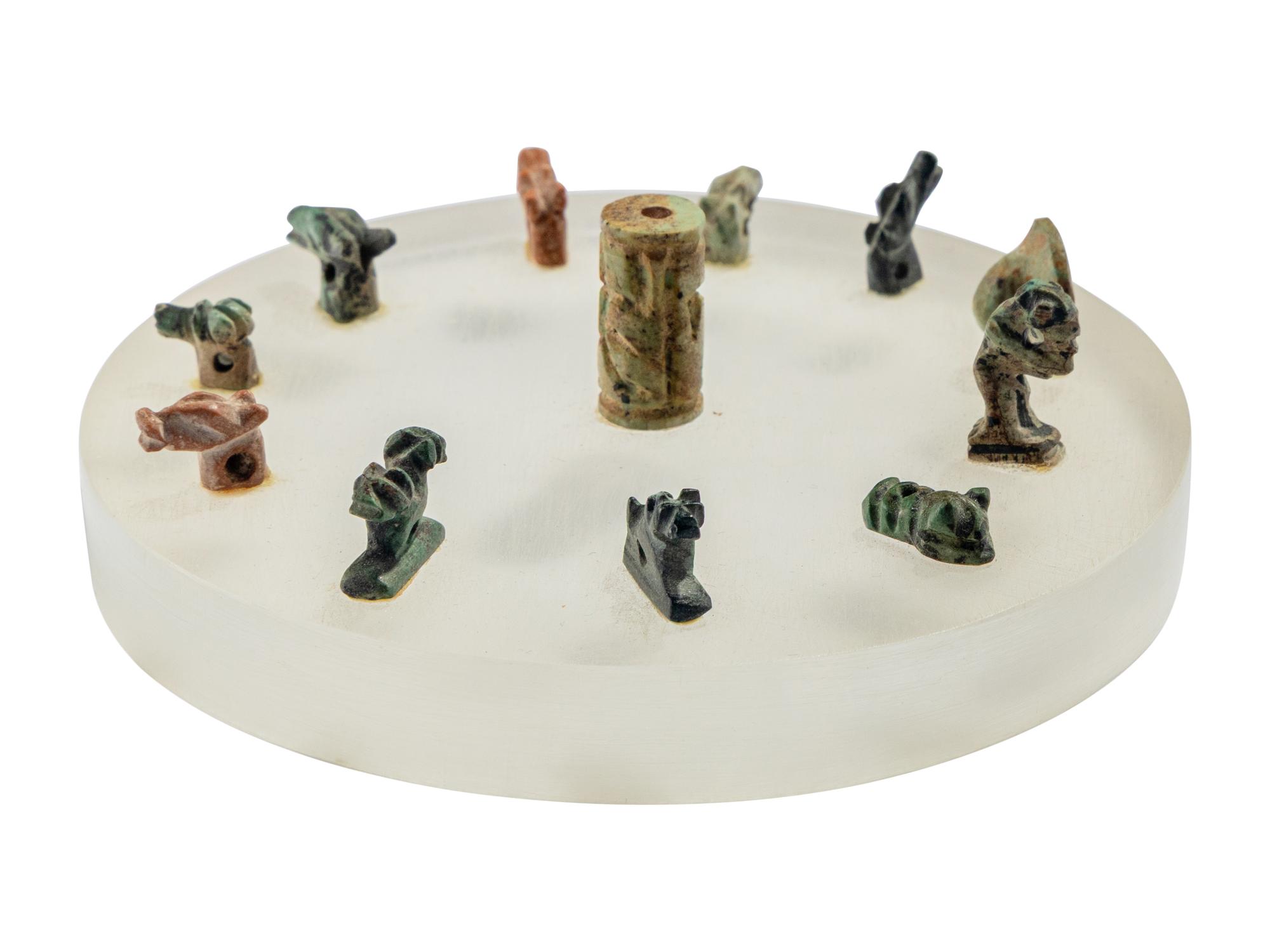12 Egyptian Faience and Stone Amulets