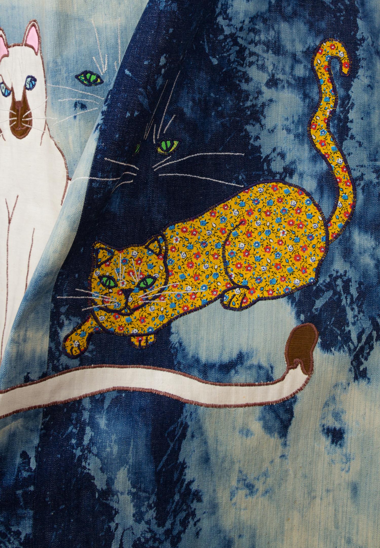 A Stephen Bruce and Leila Larmon "Hey, Diddle Diddle" Denim Cotton Dress, Size XS.