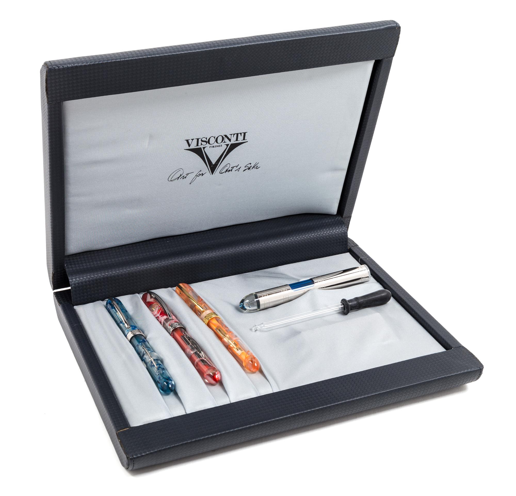 A Visconti Millennium Arc Limited Edition Three Fountain Pen Set