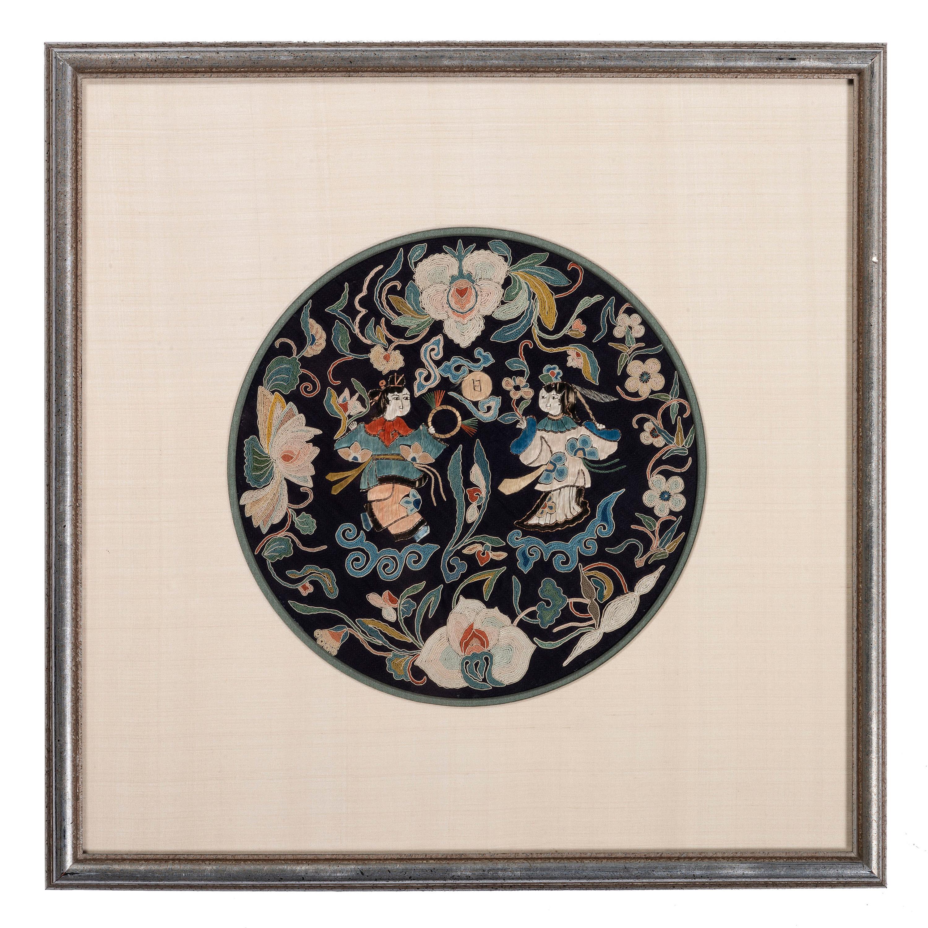 Six Chinese Embroidered and Woven Silk Panels