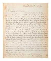 [CIVIL WAR]. THAYER, William Henry. Autograph letter signed ("Wm. Henry Thayer") as regimental surgeon, 14th New Hampshire Infantry, describing the wounding, treatment, and death of his fellow soldier Colonel Alexander Gardiner who was mortally injured at the Battle of Opequan. Winchester, VA, 9 October 1864.