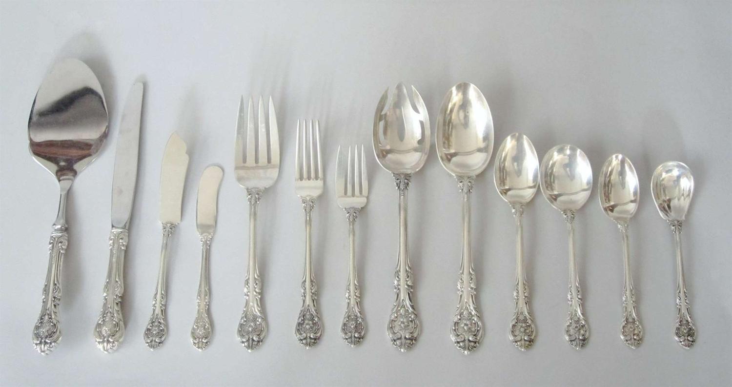 Partial sterling silver flatware service gorham corporation, providence, ri, 20th century