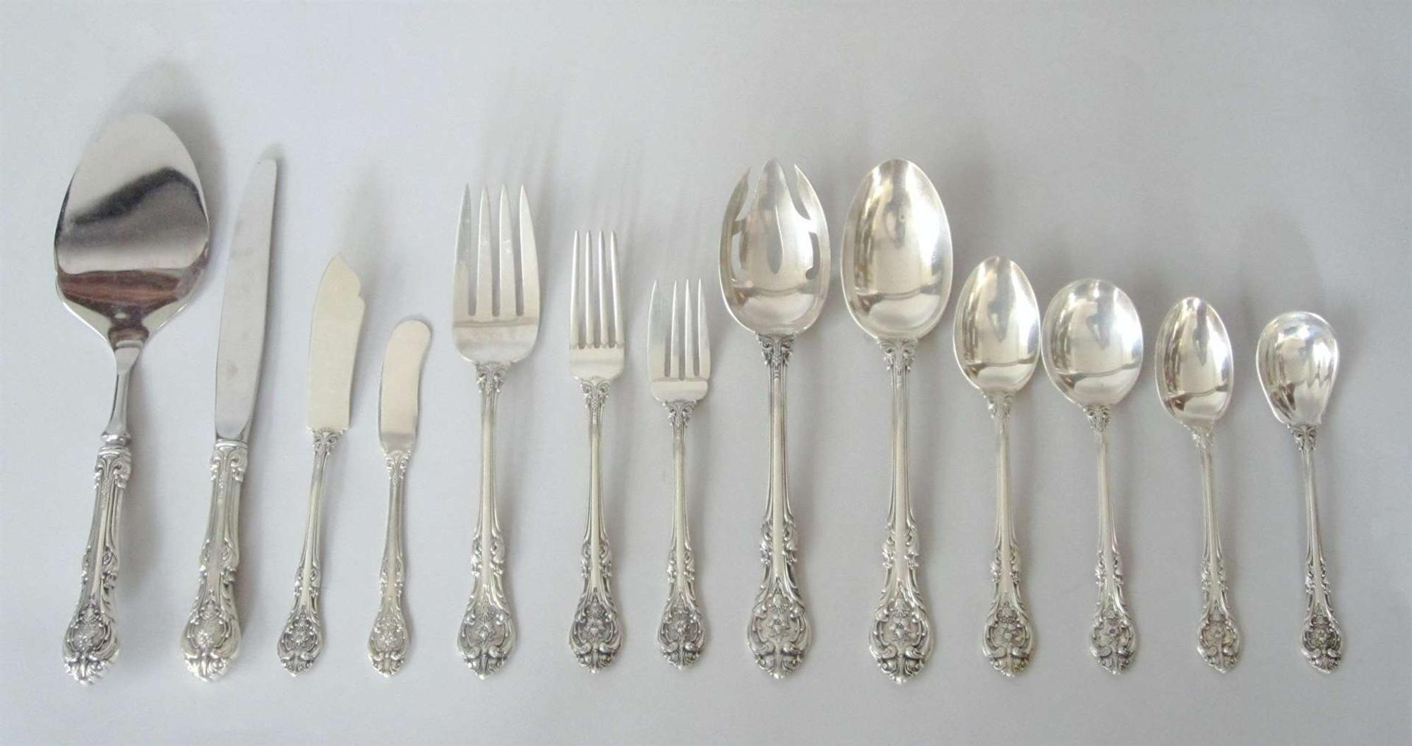 Partial sterling silver flatware service gorham corporation, providence, ri, 20th century