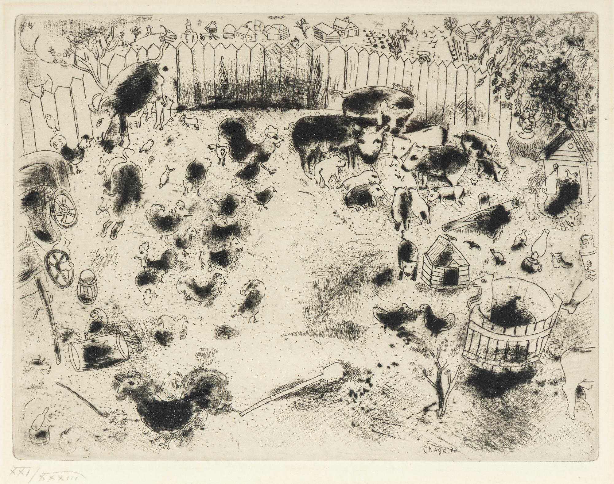 The Barnyard (La Basse-cour), plate XVII from Les Âmes mortes, 1923-1948