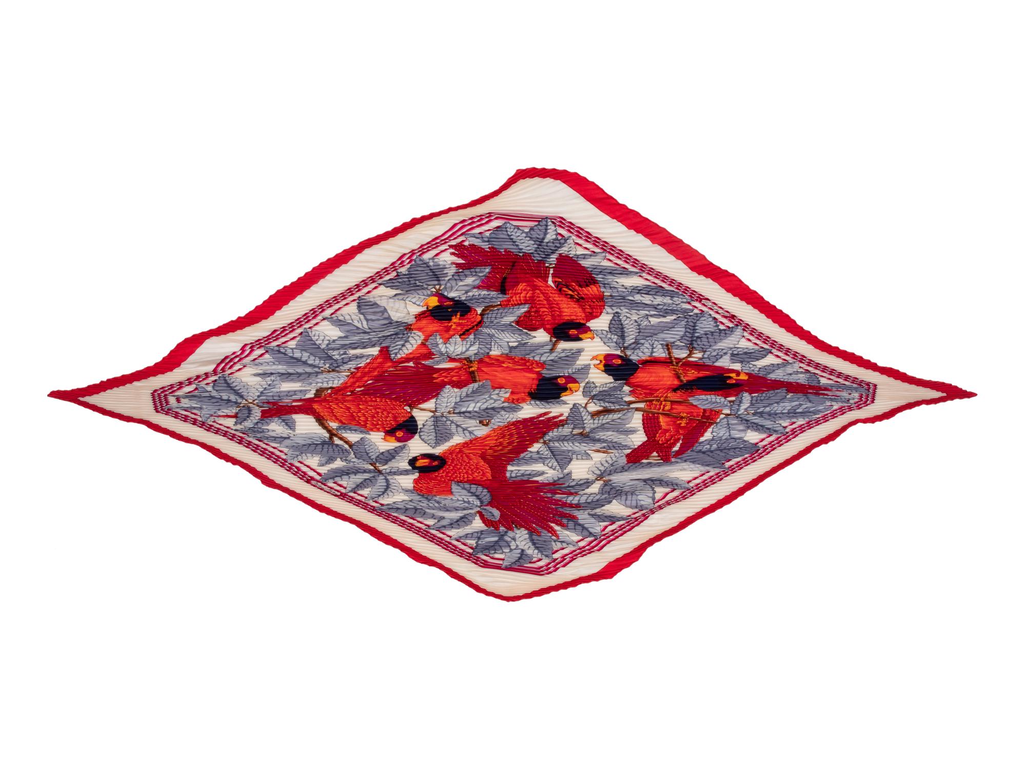 Three Hermès 90cm Silk Scarves: One Plissé