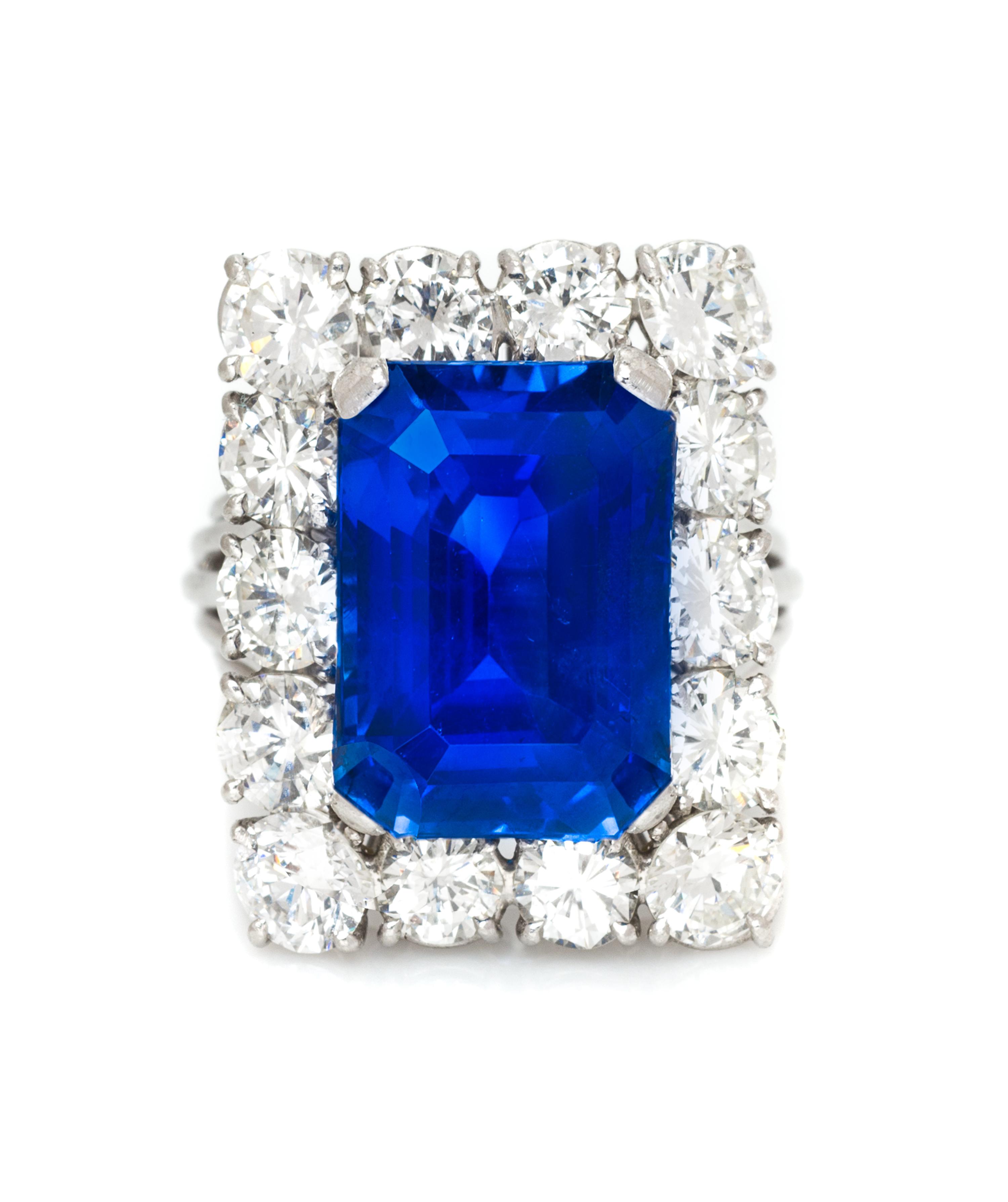 An Important Platinum, Burmese Sapphire and Diamond Ring, 7.90 dwts.