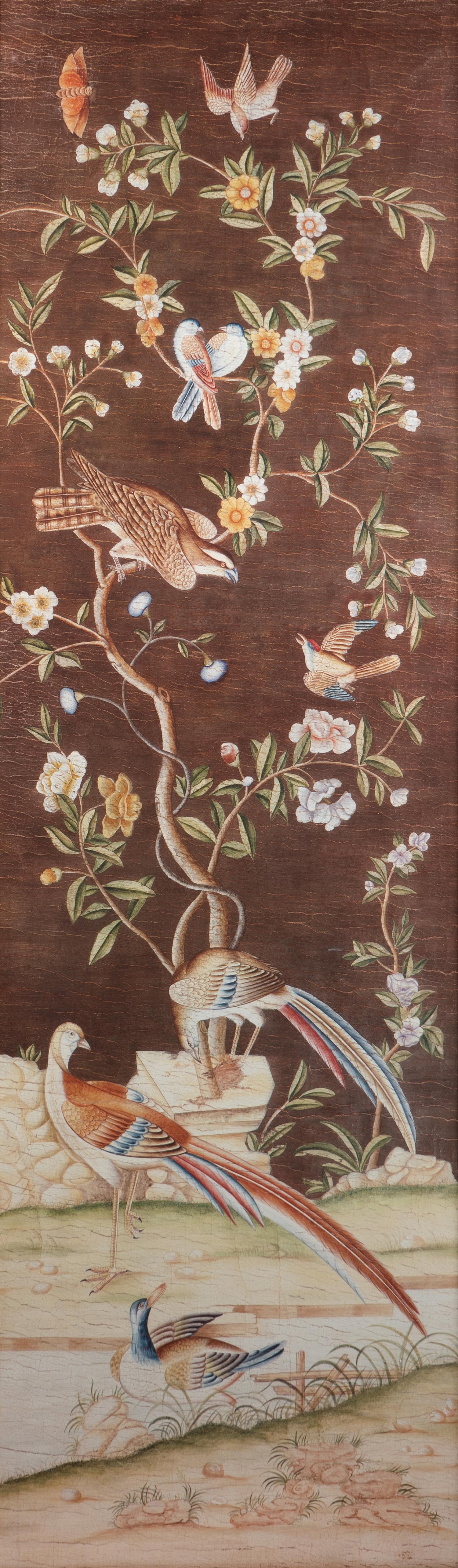 A Pair of Framed Reproduction French Wallpaper Panel Prints — 20TH CENTURY