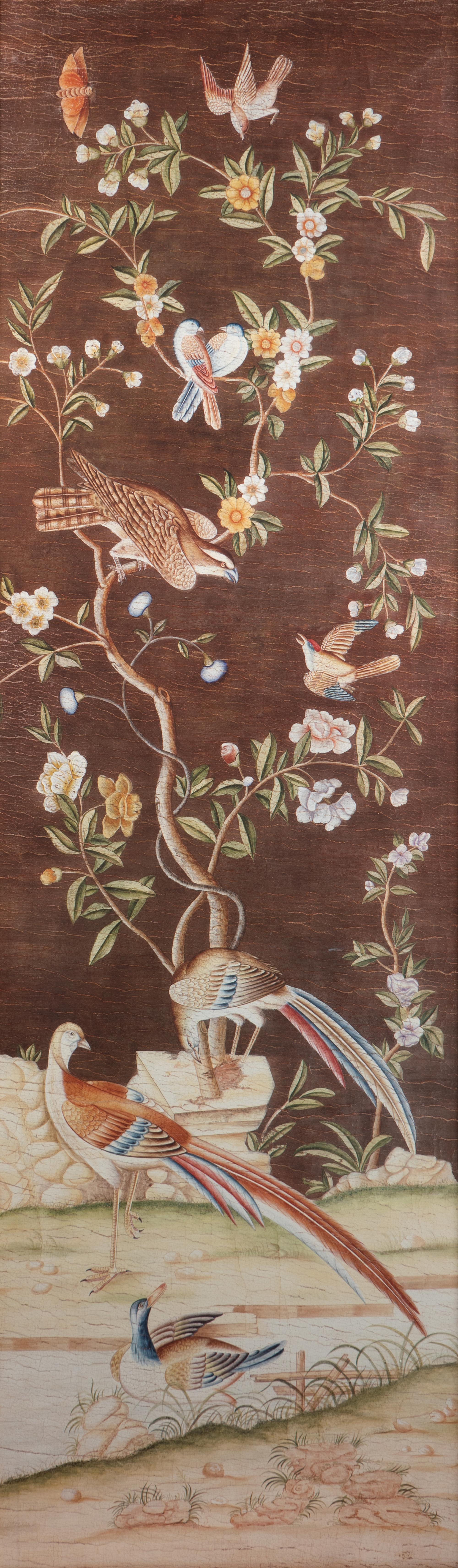 A Pair of Framed Reproduction French Wallpaper Panel Prints — 20TH CENTURY