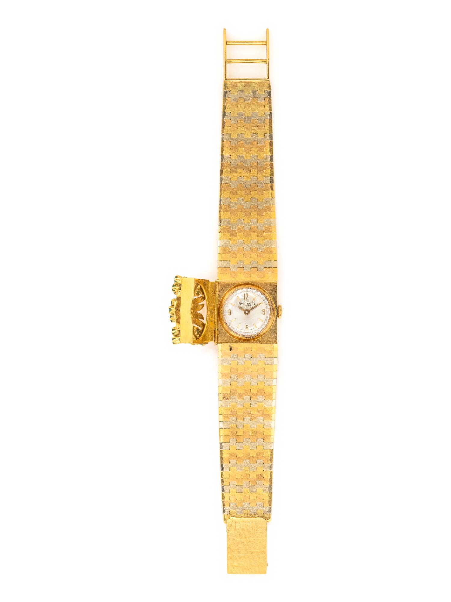 TRICOLOR GOLD AND EMERALD SURPRISE WATCH