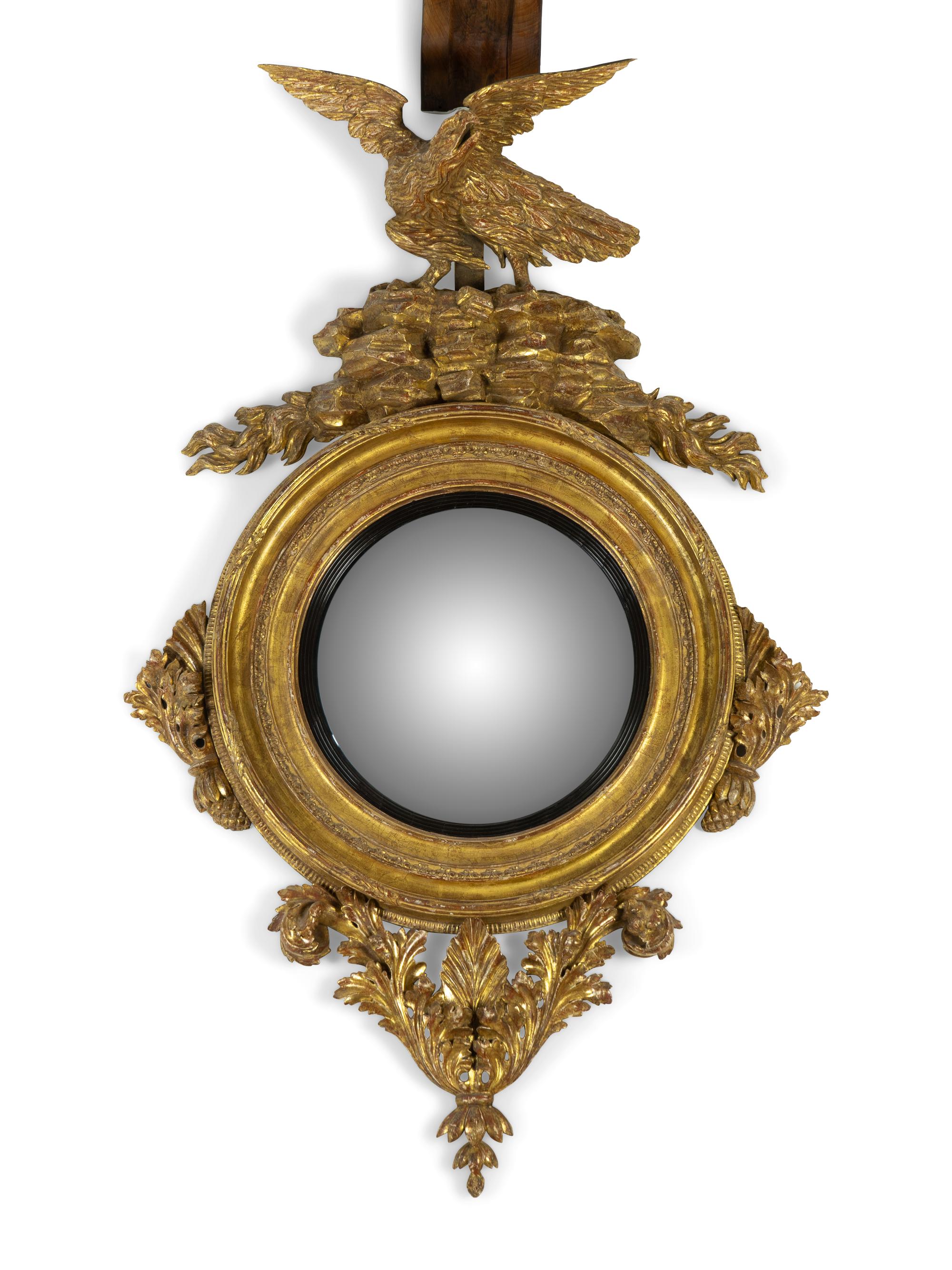 An Irish Giltwood Convex Mirror — EARLY 19TH CENTURY