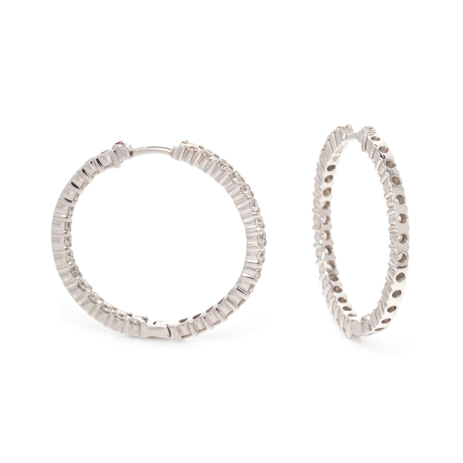 ROBERTO COIN, DIAMOND HOOP EARRINGS