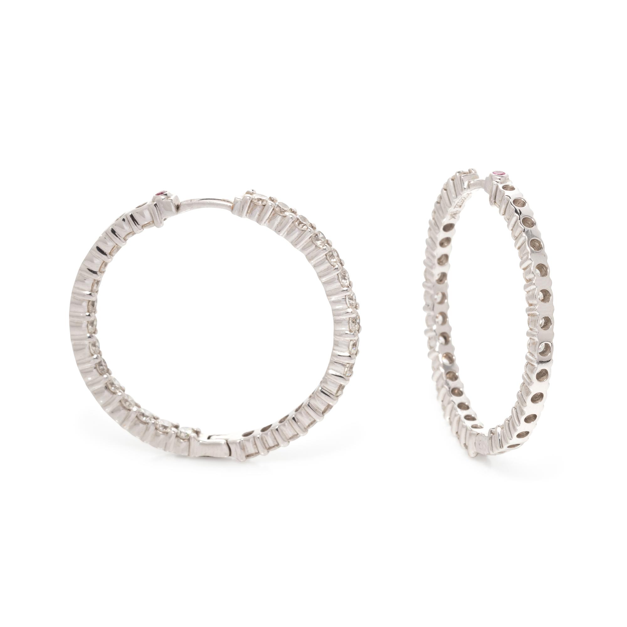 ROBERTO COIN, DIAMOND HOOP EARRINGS