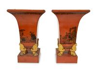 A Pair of French Tôle Peinte Vases