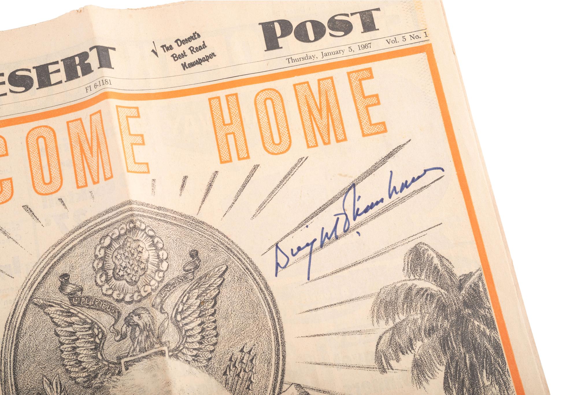 EISENHOWER, Dwight D. (1890-1969). Two signed items. [With:] Mamie Doud Eisenhower photo and TLS.