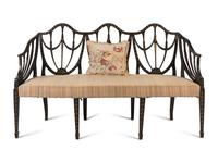A George III Painted Beechwood Triple-Back Settee