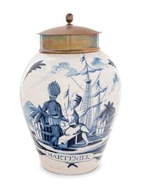 A Delft Blue and White Tobacco Jar