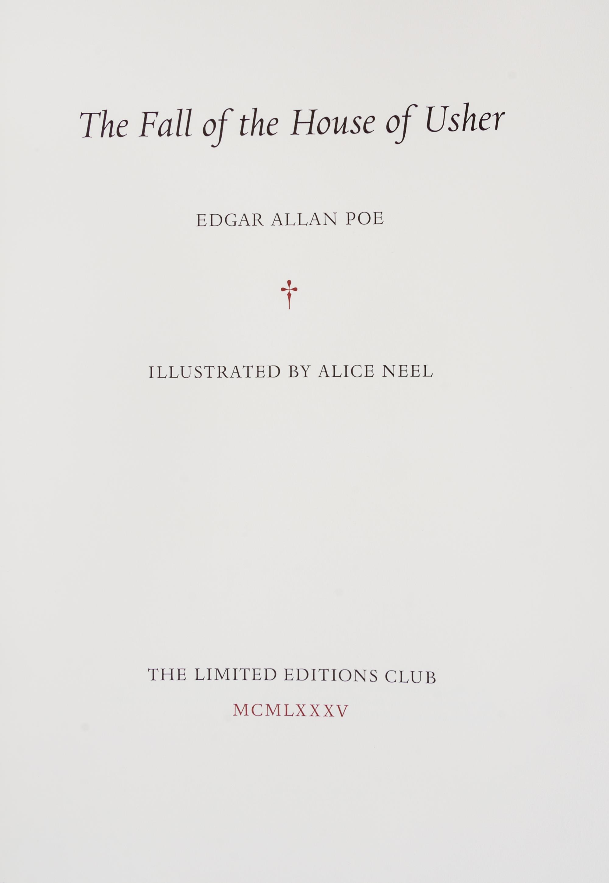 (LEC; NEEL, ALICE) POE, EDGAR ALLAN. The Fall of the House of Usher. New York, 1985. Signed by the artist.