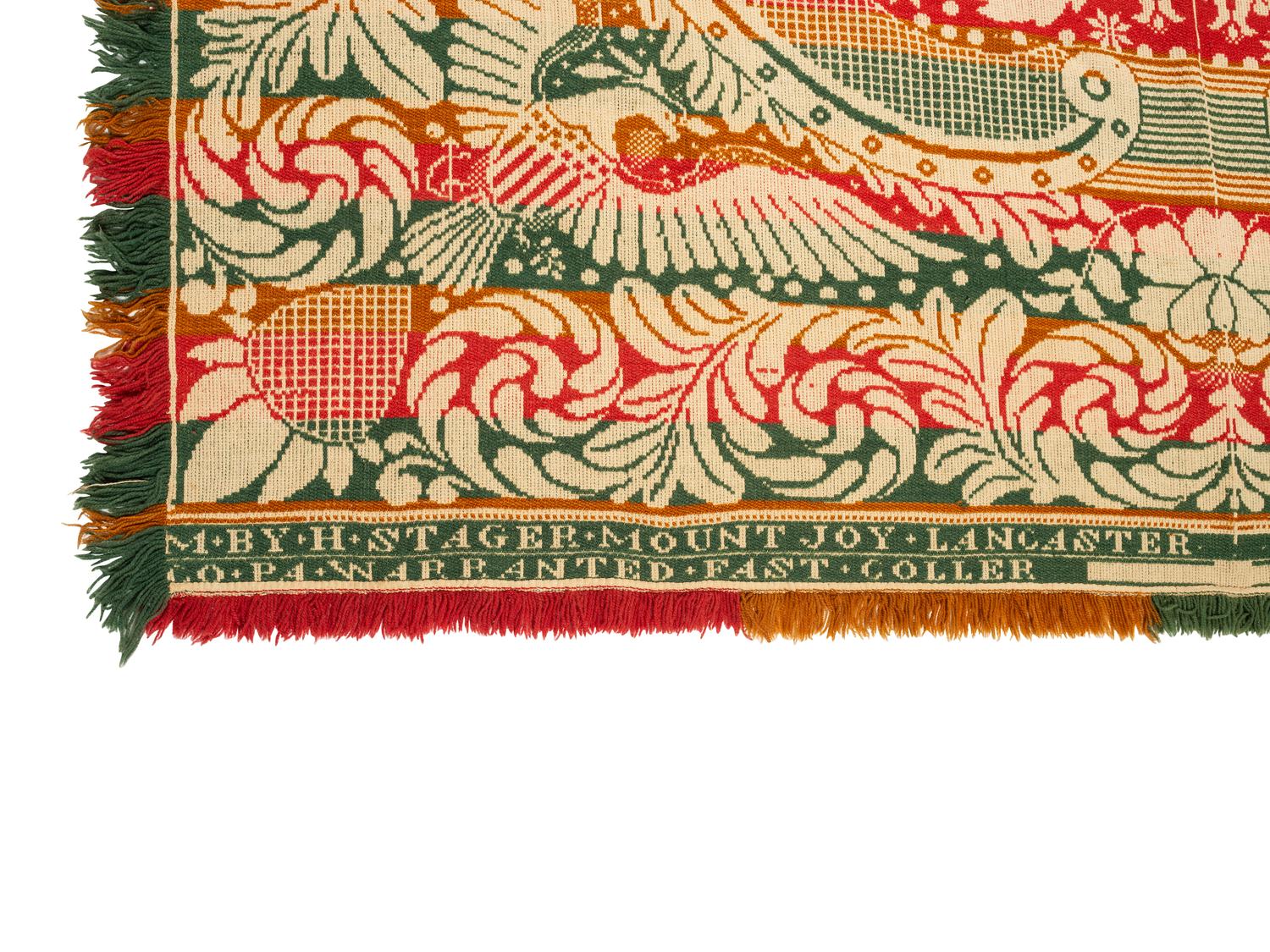 Two Jacquard Wool and Cotton Coverlets