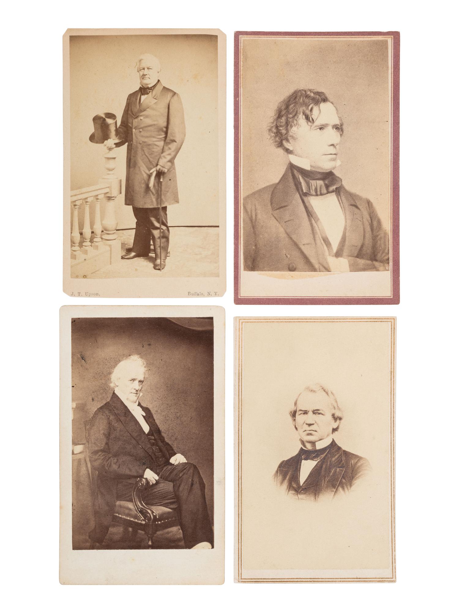 [US PRESIDENTS]. 10 CDVS featuring US Presidents JACKSON, VAN BUREN, TYLER, FILLMORE, PIERCE, BUCHANAN, and JOHNSON.