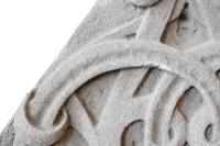 A Monumental Carved Limestone Pediment 80" W x 4.5" D x 62" H — United States, Circa 1880
