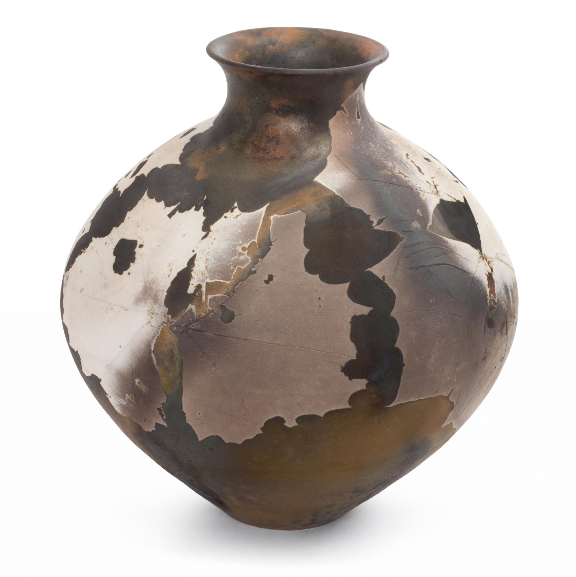 A Raku Vase, Mark Dademacher Height 12 1/2 inches.
