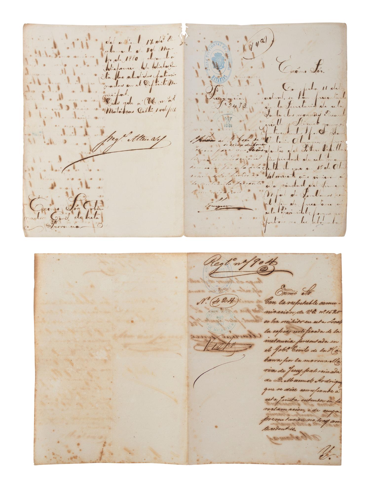 [ENSLAVEMENT & ABOLITION]. A group of 29 assorted Cuban documents, some involving enslaved persons.