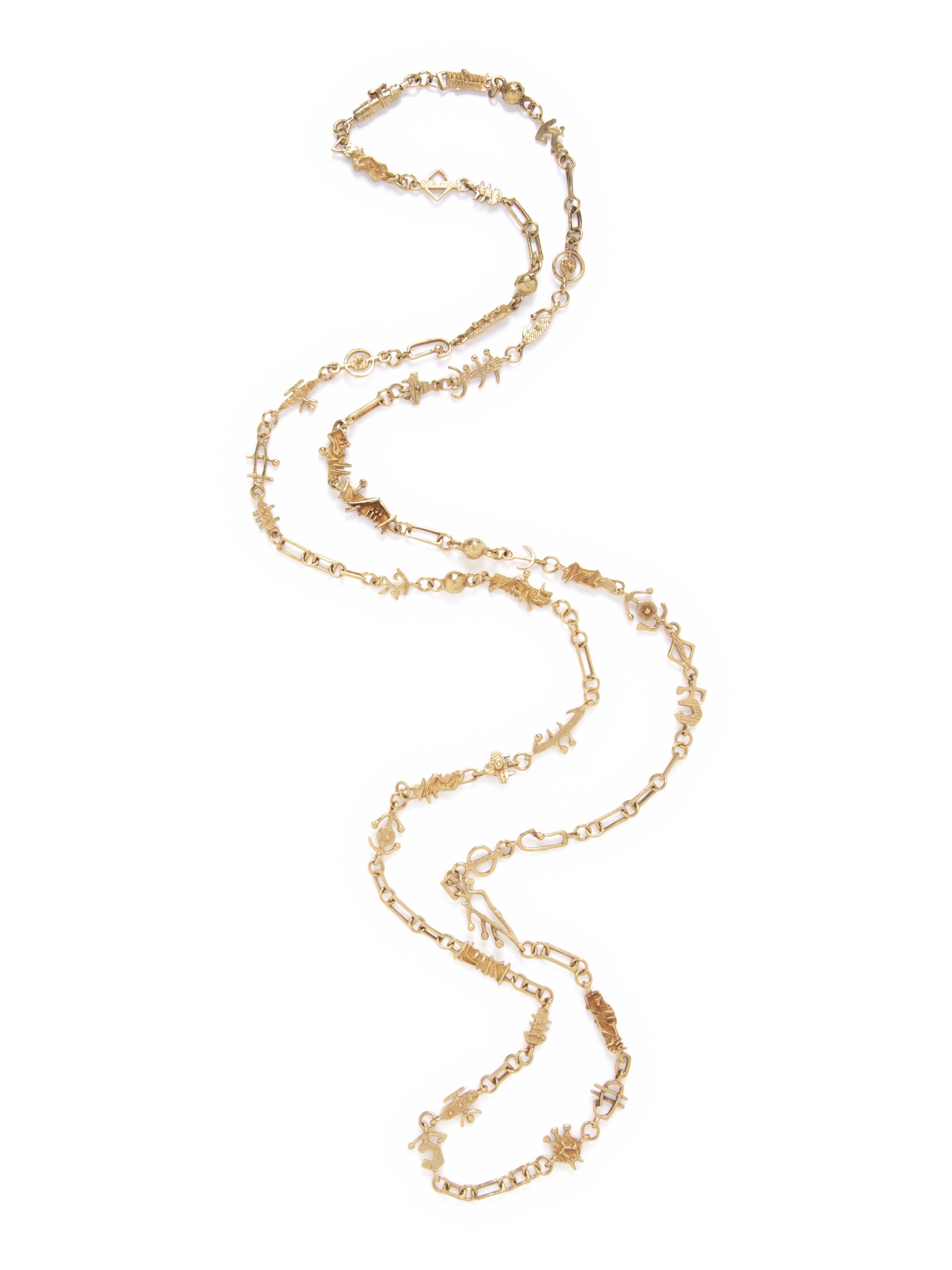 ARNALDO POMODORO, YELLOW GOLD LONG NECKLACE