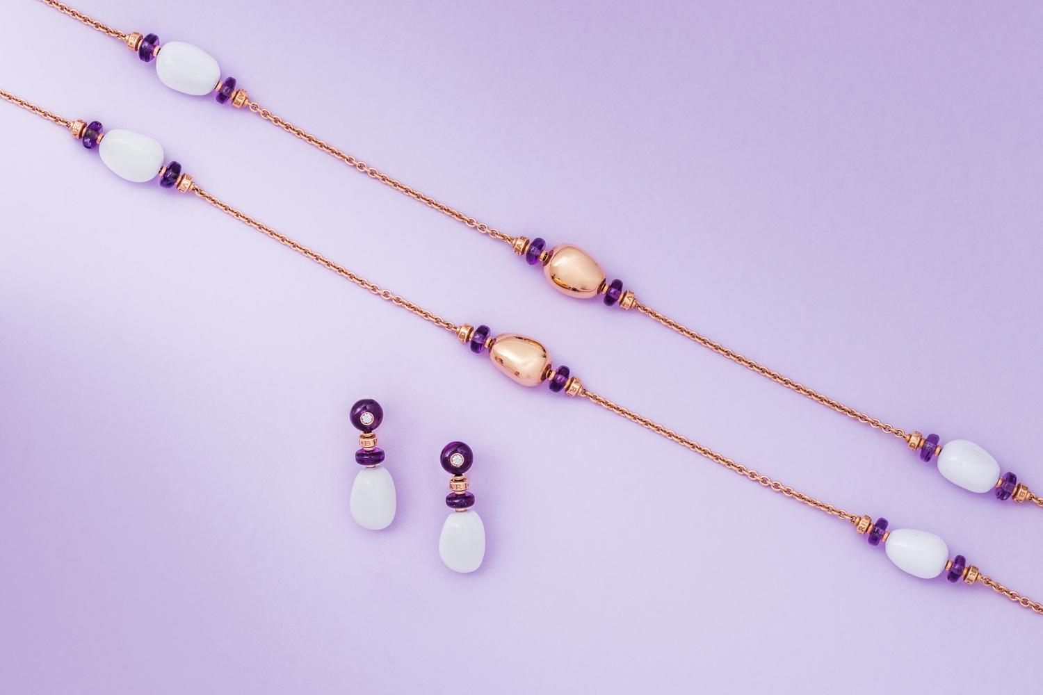 BVLGARI, AMETHYST AND CERAMIC 'MEDITERRANEAN EDEN' SET