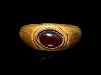 A Roman Gold and Garnet Finger Ring