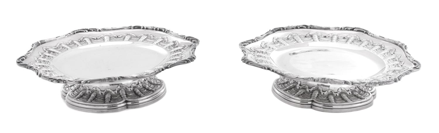 A Pair of French Silver Footed Tazzas