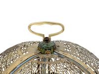 A North European Brass and Polychrome Painted Bird Cage