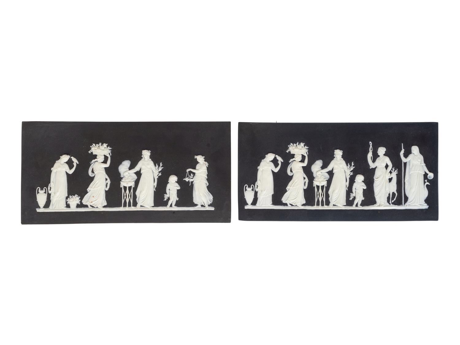 A Pair of Wedgwood Black Basalt Relief Panels