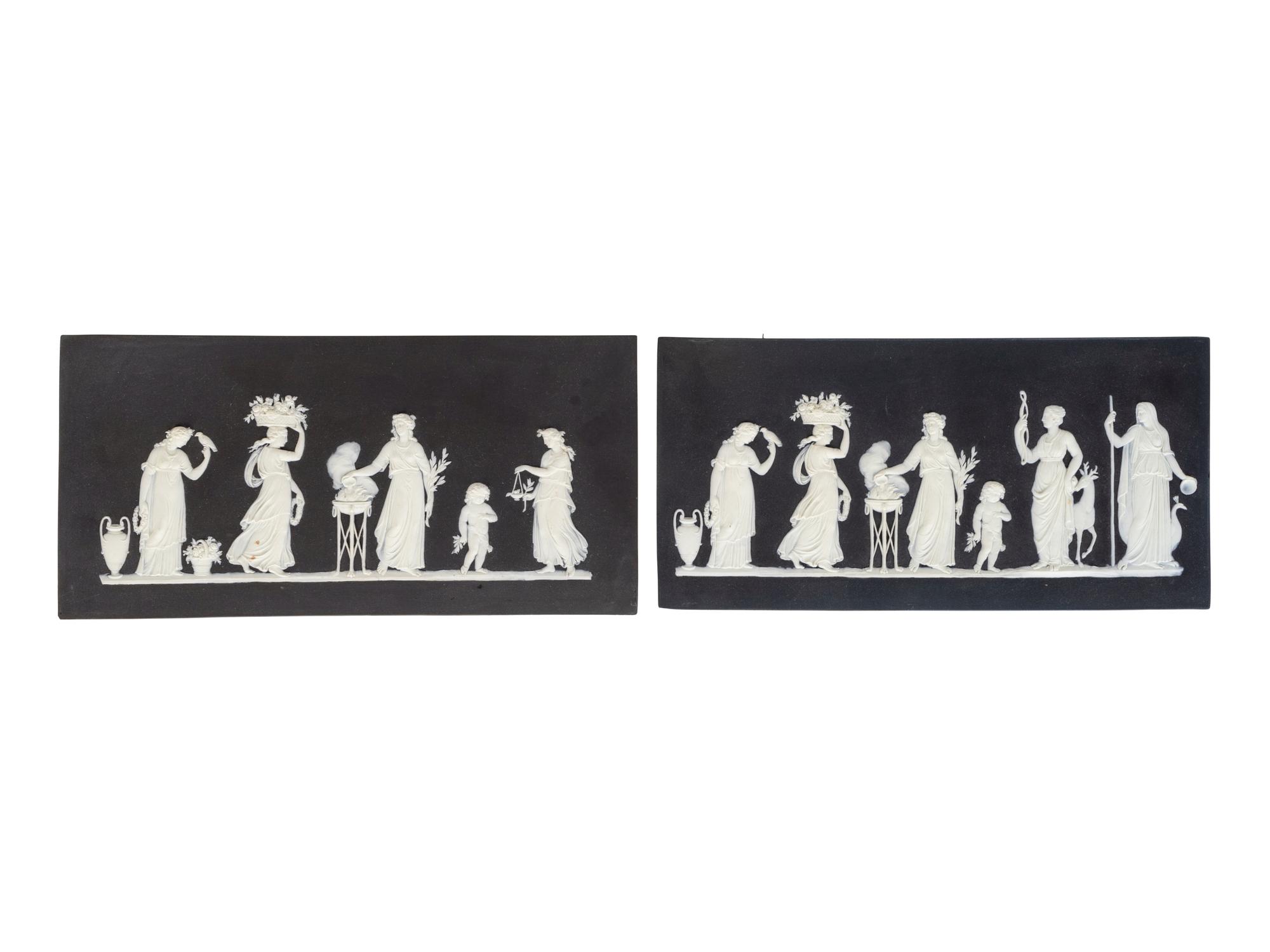 A Pair of Wedgwood Black Basalt Relief Panels