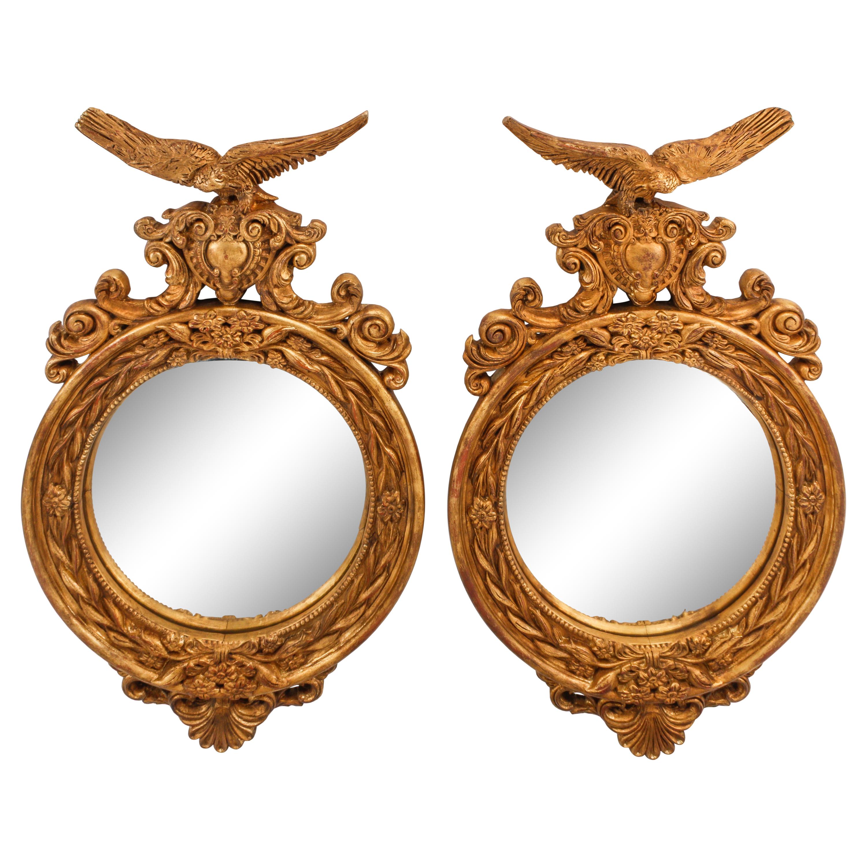 A Pair of Regency Style Giltwood Bullseye Mirrors