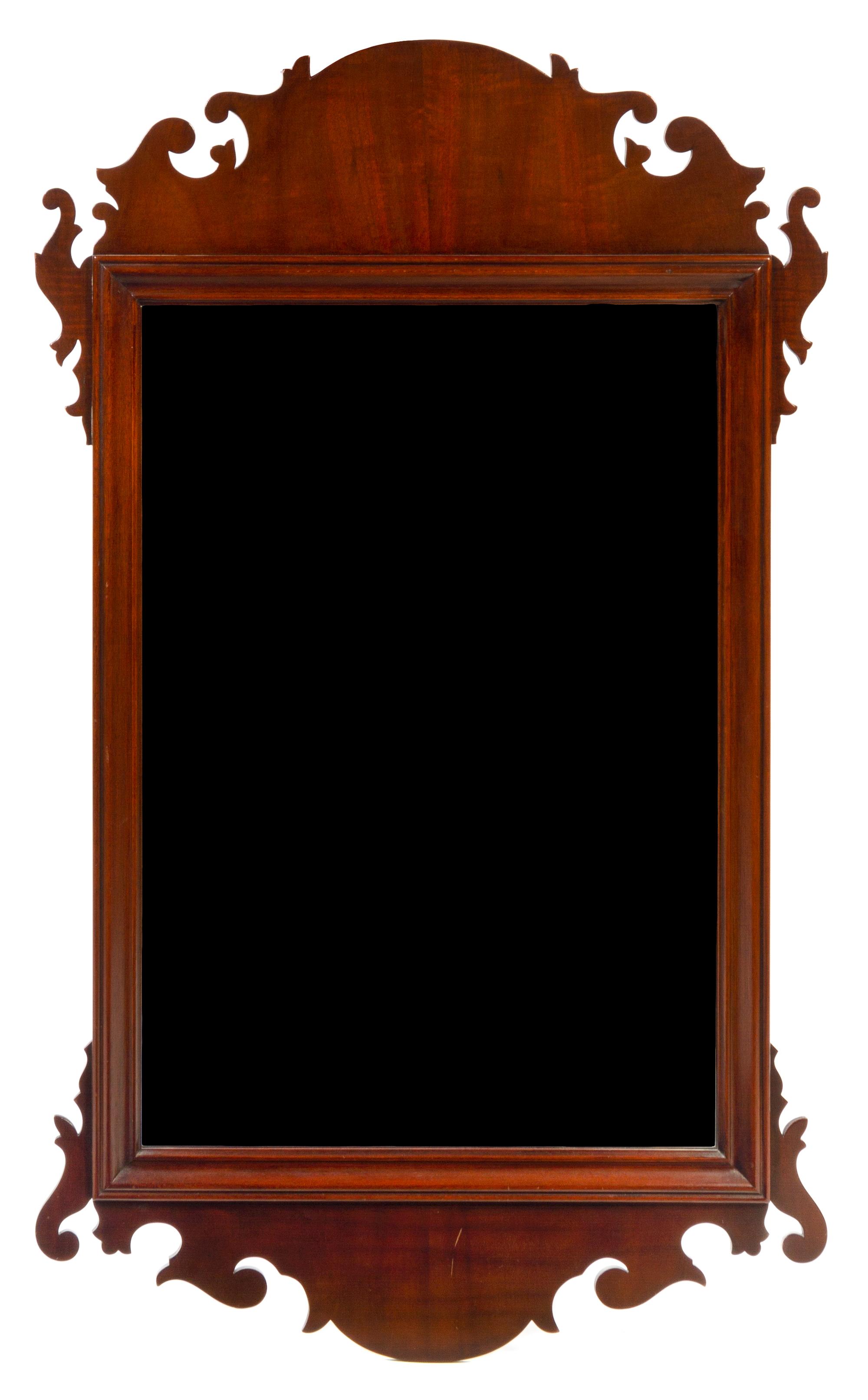 A Chippendale Style Mahogany Mirror Height 40 x width 23 3/4 inches. — 19TH CENTURY