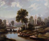 Unknown Artist, (19th century), River Scene with Architectural Ruins