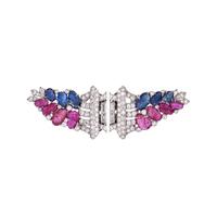 OSCAR HEYMAN, ART DECO, DIAMOND AND GEMSTONE DRESS CLIPS