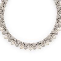 Bulgari, 'Profumo', Cultured Pearl, Diamond, and White Gold Necklace