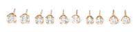 A Collection of Yellow Gold and Diamond Stud Earrings, 2.80 dwts.