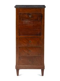 A Louis XVI Style Marble-Top Mahogany Small Secrétaire à Abattant
