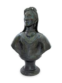 A French Green Glazed Terra Cotta Bust