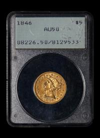 An 1846 Liberty Head: Large Date $5 Gold Coin (PCGS AU50)