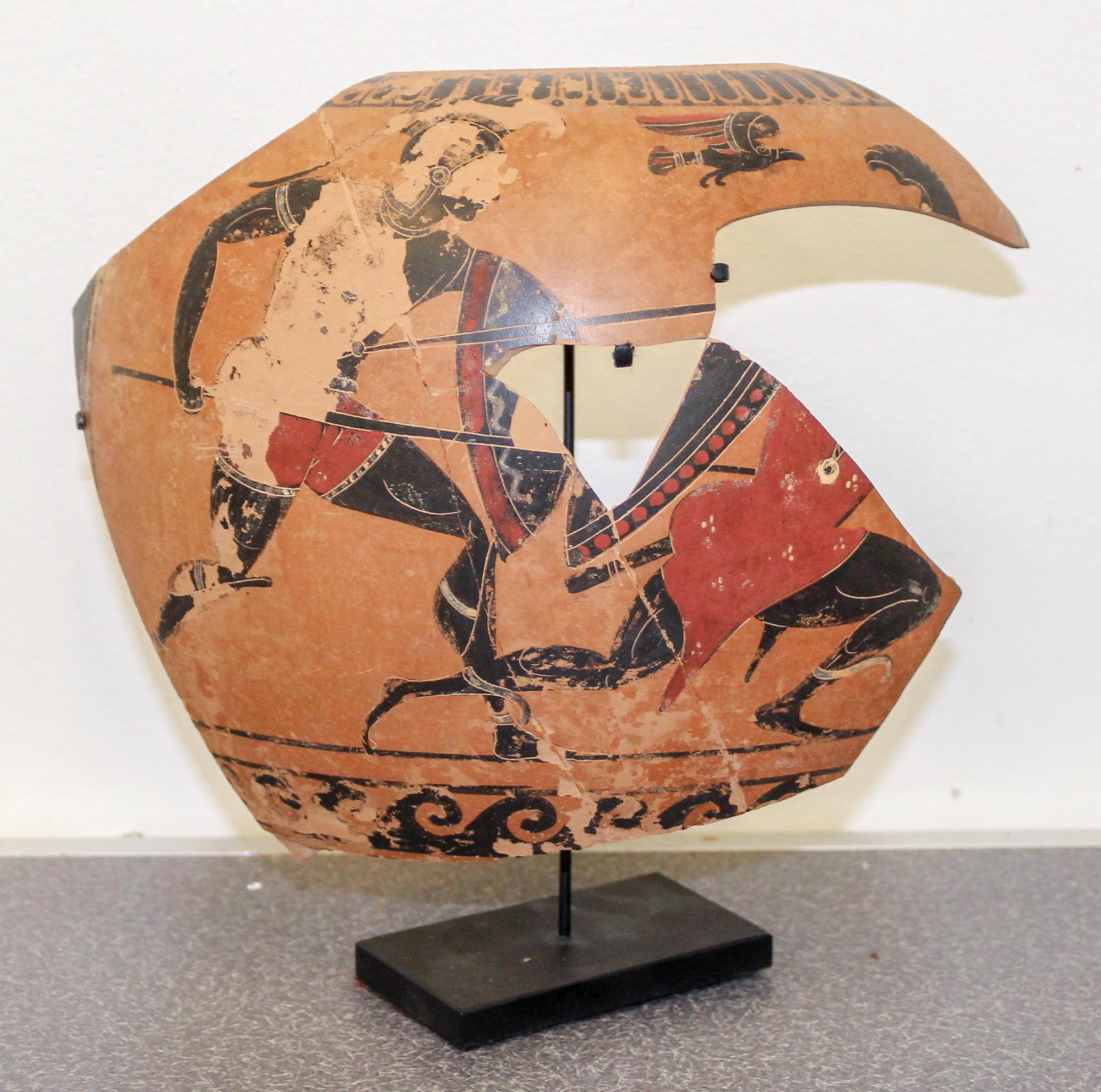 A Partial Greek Vessel Replica Height on stand 8 3/4 inches.